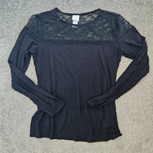 Long sleeve jersey top with lace detail - Picture 1 of 1